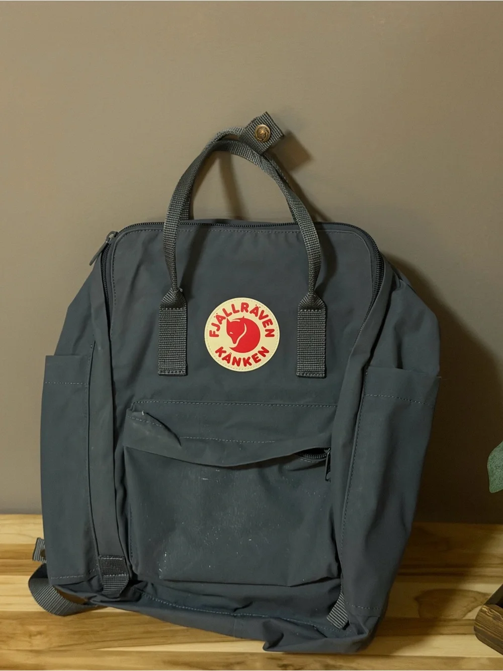 Fjallraven Kånken Backpack in Dark Gray with Red Logo